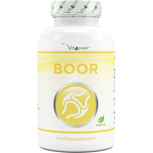 Boron - 3 mg zuiver boor per tablet - 365 tabletten in jaarvoorraad - laboratorium getest (gehalte aan werkzame stoffen en zuiverheid) - zonder ongewenste toevoegingen - hoge dosering - veganistisch | Vit4ever