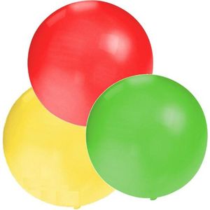 3 mega ballonnen carnaval rood-geel-groen 60 cm