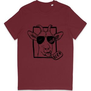 T Shirt Grappige Geit - Heren en Dames T Shirt - Bordeaux Rood - S