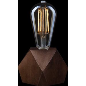 CROWN LED houten tafellamp - werkt op batterijen, inclusief Edison LED-lamp EL10, E27-voet - Industrieel, retro en vintage design, kleur donker eiken, draagbaar, lichtgewicht