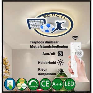 HomeBerg - Moderne LED Voetbal Plafondlamp - Afstandsbediening - 3 Standen Kleur - Dimbaar - Groot - Dimbaar - Glans - Voetbal lamp - Slaapkamer - afstandsbediening - Plafond licht - 50x55CM - Blauw
