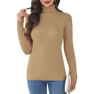 Elegante coltrui dames - slim fit lange mouwen gebreid wintertrui