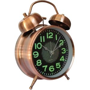 wekkerradio reiswekker dubbele bel, lichtgevende wekker, stil zonder tikken, met achtergrond