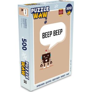 Puzzel Spreuken - Quotes - Beep beep - Robot - Hart - Kids - Jongens - Legpuzzel - Puzzel 500 stukjes