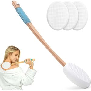 Lichaamsborstel Set - Badborstel - Rugborstel Douche met Steel - Rugborstel/Doucheborstel/Huidborstel - 45cm - met 4 verwisselbare pads - Rug Scrubber - Massage