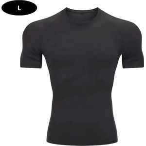 Nivard Sportshirt Heren - Sport - Fitness - Compressie Shirt - Corrigerend Hemd - Sportkleding - Mannen - Zwart - XS