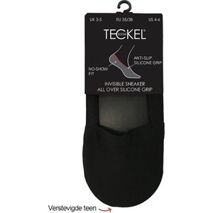 Teckel 1-paar onzichtbare sneaker sokken - siliconen randje - 38 - Zwart.