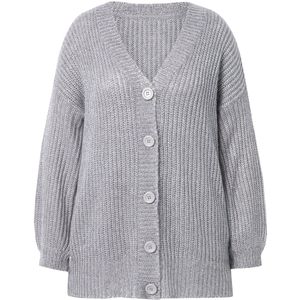 MIAMODA - Dames - Vest met glittergaren loose fit - Lichtgrijs melange - Maat 42+