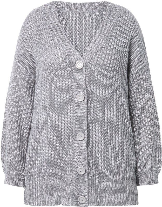 MIAMODA - Dames - Vest met glittergaren loose fit - Lichtgrijs melange - Maat 42+