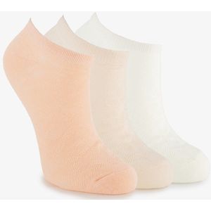 3 paar dames sneakersokken wit roze - Maat 35/38