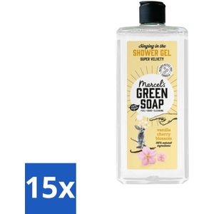 Marcel's Green Soap - Douchegel - Vanille & Kersenbloesem - Verzorgend & zacht - 300 ml - Bulkverpakking - 15 stuks