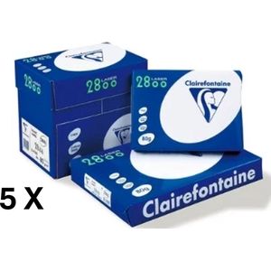 5 x Kopieerpapier Clairefontaine Laser 2800 - A4 - 80gr - wit - 5 pak 500vel = doos