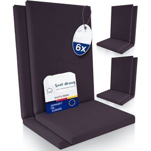 Set van 6 Premium Zitkussens met Hoge Rugleuning – 120x50 cm | 100% Waterdicht, UV-bestendig & Wasbaar | Comfortabele Tuinstoelkussens met Anti-Slip & Quick Dry – Antraciet