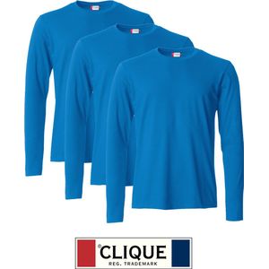Clique 3 pack lichtgewicht T-shirt met lange mouwen Kobalt maat XXL