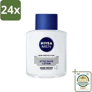 Nivea Men - Skin Protection After Shave Lotion - Silver Protect - 100 ml - Voordeelverpakking - 24 stuks - Huidverzorging - Aloë vera