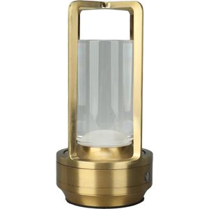 Touch Led Bureaulamp - Draadloze Tafellamp 3 Kleuren Dimmen - Oplaadbaar - Nachtkastje Aluminium Kristal (Goud) .