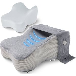 Solud® Kniekussen + Slaapmasker - Kniekussen Verlengd - Kniekussen voor in bed - Beenkussen - Kniekussens - kniekussen orthopedisch - knie kussen - kniekussen voor in bed zijslapers - Zijslaapkussen - Kniekussen voor Zijslapers + Slaapmasker