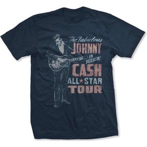 Johnny Cash Heren Tshirt -L- All Star Tour Blauw