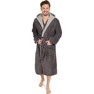 Blumtal Badjas Katoen - Katoenen Badjas - Zachte Badjas met Capuchon - 100% Katoen - Antraciet - Maat M