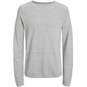 Knitted Crew Neck Men's Sweater - Light Grey Melange