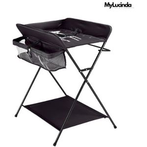 Mylucinda® Draagbare Babyverschoontafel – Opvouwbare Commode Met 3 Verstelbare Hoogtes – Luieropbergvak – 15 kg – Zwart