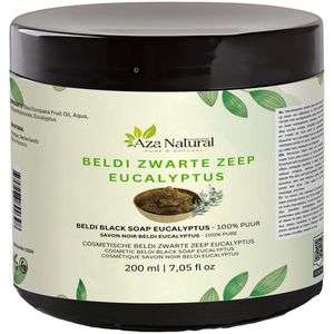 Marokkaanse Zwarte Zeep met Eucalyptus 200g – Savon Beldi – Traditionele Olijfzeep – Diepe Reiniging & Scrub – Premium Kwaliteit