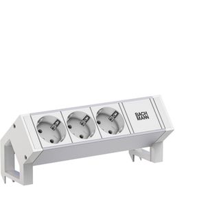 Bachmann Compacte Bureau Stroomoplossing - Witte stekkerdoos met 3 stopcontacten