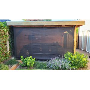 verandadoek - zwart - 300 x 225cm - inclusief zeilogen - HDPE - 180 gram - overkapping