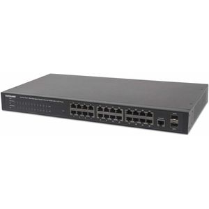 Intellinet netwerk-switches 24 x PoE, IEEE 802.3at/af, PoE+, 10/100/1000Base-T, LED