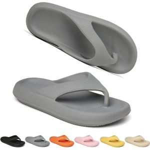 Geweo Badslippers - Slippers Heren - Antislip Zachte Zomer Teenslippers - Grijs - Maat40/41