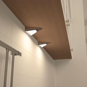 PRIOS - kastverlichting- met dimmer - 2 lichts - roestvrij staal, kunststof - H: 4 cm - roestvrij staal - Inclusief lichtbronnen