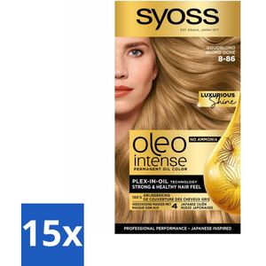 15 x SYOSS - Oleo Intense 8-86 Golden Dark Blond - Haarverf - Zonder Ammoniak - Grijsdekking - Langdurige Kleur - Haarverf - Permanent Haarkleuring - Grijsdekking - Zonder Ammoniak - Olie-formule