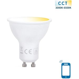 GU10 - WiFi CCT - LED Spot - 5W - 3000K-6500K - Warmwit - Daglichtwit