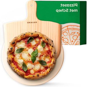 Ronde Pizzasteen 30 cm voor Oven & Gasgrill - Krokante Bodem - Cordieriet Steen tot 900°C - Houten Pizzaschep