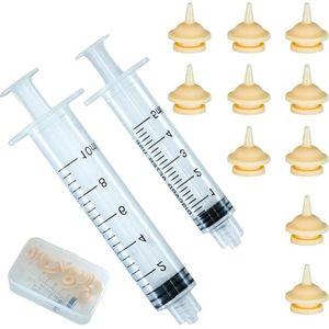 Zachte siliconen spuiten met mini-tepels - Set van 12, ideaal voor pasgeborenen en kleine dieren