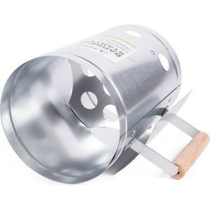 BBQ Collection Houtskoolstarter - BBQ Starter voor Houtskool en Briketten - 27 x 16 CM - Brikettenstarter - Snel de Barbecue Aansteken - Hittebestendig Handvat - Metaal - Zilver