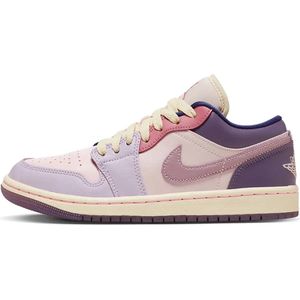 Air Jordan 1 Low - Damesschoen - Paarse/Lila/Roze - Leer - Maat 44,5 - Doos Zonder Deksel