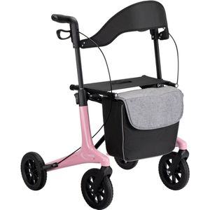 MultiMotion - Carbon Rollator - Roze - Maat M - 5,5 kg - Softwielen