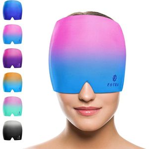Migraine muts hoofdpijn ontlastingskapp - meerkleurig - herbruikbare flexibele gel - koude warmtetherapie - spanningshoofdpijn gezwollen ogen stressvermindering - roze-blauw