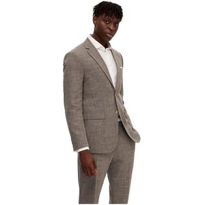 Blazer - Notches Revers - Blauw - Polyester/Wol/Linnen