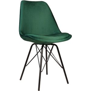 SET DEAL: 4 stuks Eetkamerstoel Viga donkergroen velvet eetstoel