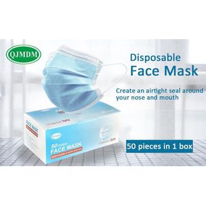 QJMDM Wegwerp mondkapjes | Mondmasker | CE - EN14683 | 50 Stuks | 3 Laag | Disposable Surgical Mask