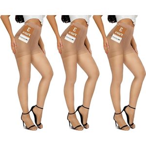 Damespanty's - Set van 3 stuks - Hoog getailleerd - 10 Denier - Plus Size - Transparant - Zwart