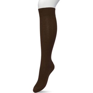 Bonnie Doon Bio Kabel Kniekousen Dames Donker Bruin maat 36/42 - Klassiek Kabel patroon - Biologisch Katoen - Ultiem comfort - Classic Cable Knee High - OEKO-TEX - Gladde Naden - Duurzaam Huidvriendelijk Bio Katoen - Shopping Bag Brown - BP211507.347