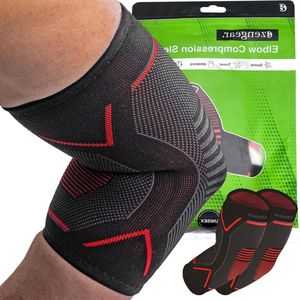 Compressiekous elleboogbrace - onmiddellijke verlichting peesontsteking artritis- XL Zwart met rood