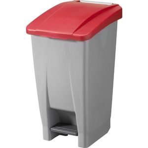 Basic Vuilnisbak 60 Liter Grijs Rood - Afvalbak voor Thuis en Kantoor vuilnisbak 60 liter