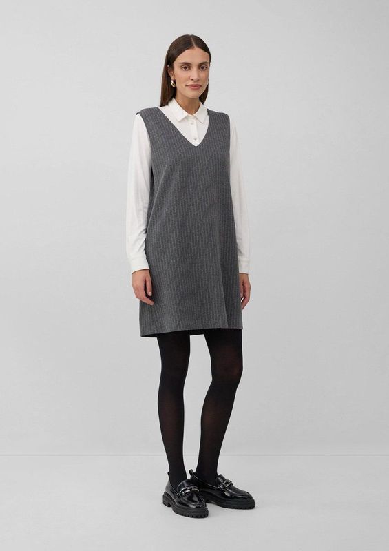 Jerseyjurk - A-lijn - Krijtstreep - Mouwloos - V-hals - Korte Lengte