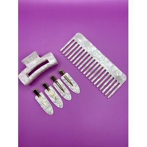 JJ de Beauté - Waves Set Creme - Haar accessories - Kam, clips en klem, Girly girl, Curly girl, Hollywood waves, Comb, Clips