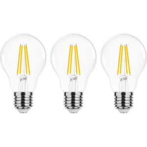 Modee E27 LED Lamp 4W - 470lm - 4000K - Neutraal Wit - LED Filament Globe A60 - Vervangt 40W Halogeen Gloeilamp - 3 stuks