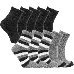 Huissokken | Dames sokken | 10 paar | Maat: 36-41 | Kleur: Zwart Grijs